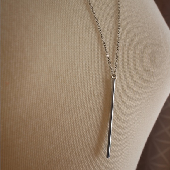 Long Bar Chain Necklace in Silver - Picture 3 of 3
